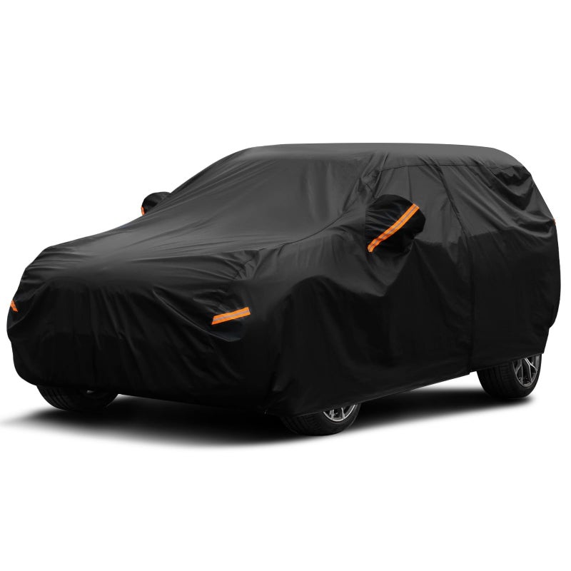 SEAZEN 2 Layers SUV Car Cover Waterproof All Weather, Outdoor Car Covers for Automobiles with Zipper Door, Hail UV Snow Wind Protection (Length Up to 190") - Image 1
